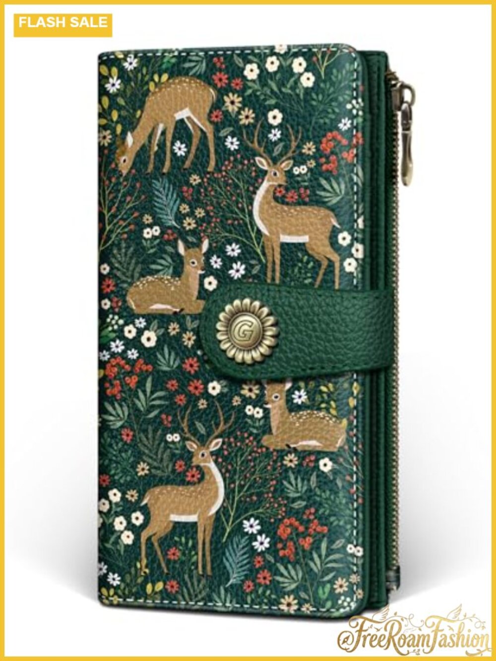 RFID Blocking Womens Wallet PU Leather Bifold Card Holder